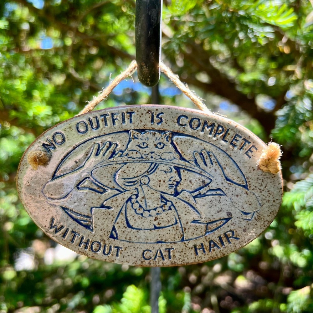 Pottery Cat Hanging Wall Decor Sign